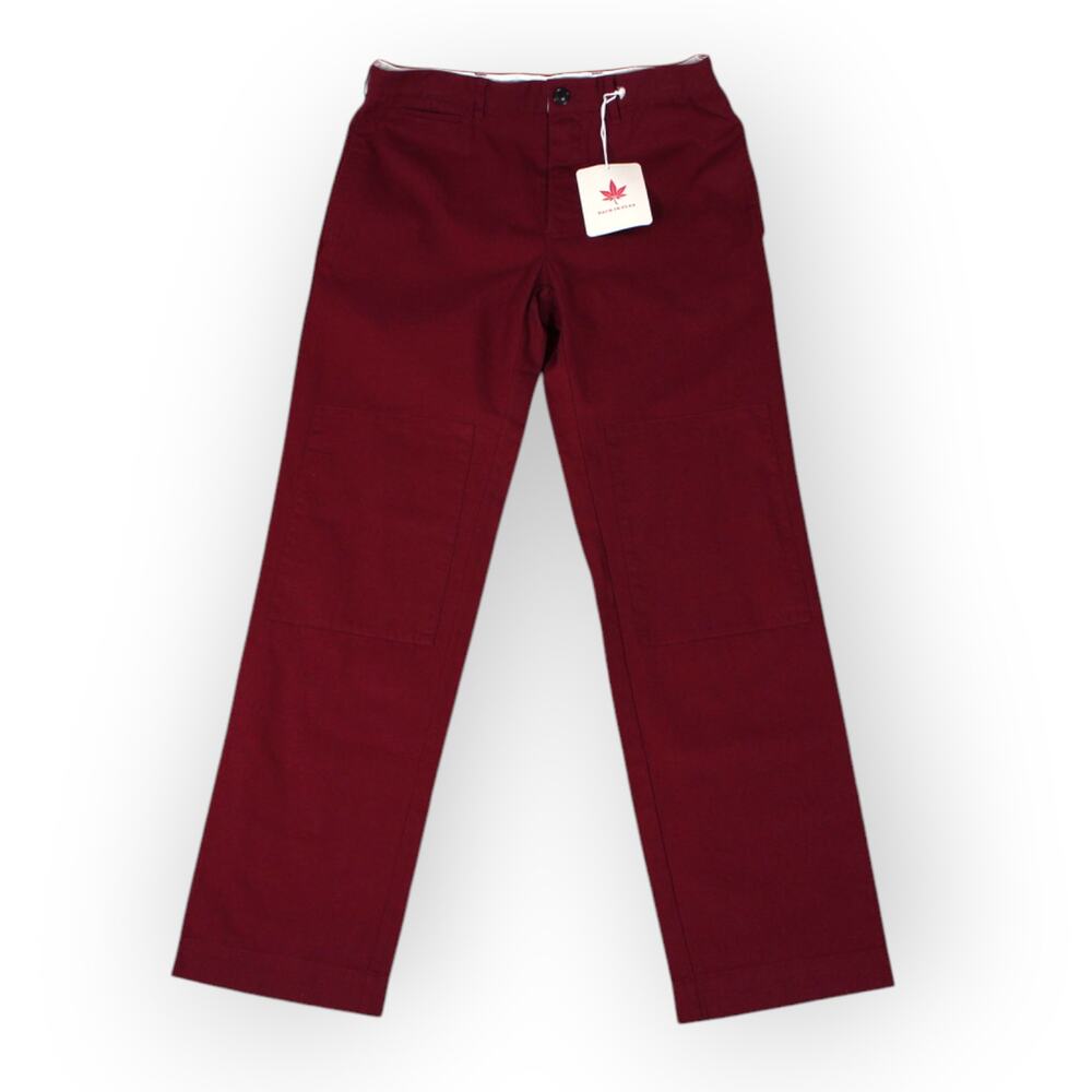 BOAST USA Mens 32x32 Patch Canvas Chino Pant Burgundy Wine Cotton Flat NWT - Picture 10 of 10